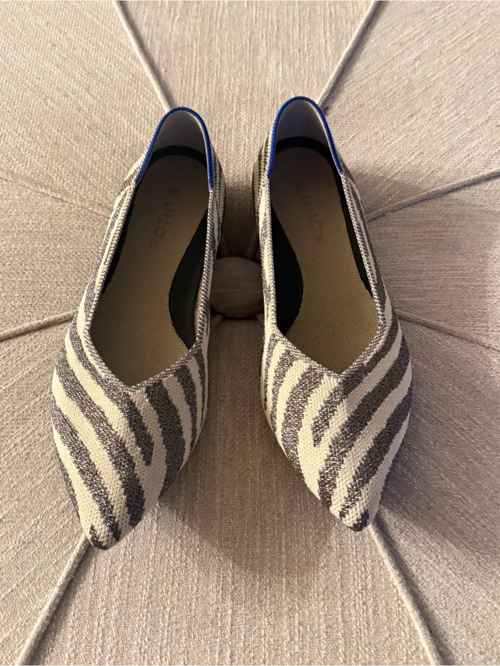 Rothys Womens The Point Flat Black Zebra Size 8 M